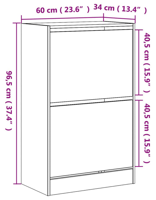 Încărcați imaginea în vizualizatorul Galerie, Pantofar, stejar fumuriu, 60x34x96,5 cm, lemn compozit - Lando
