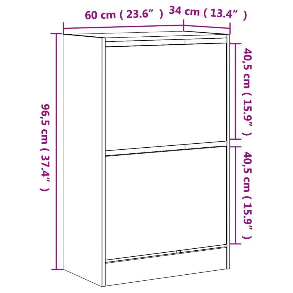 Pantofar, stejar fumuriu, 60x34x96,5 cm, lemn compozit - Lando