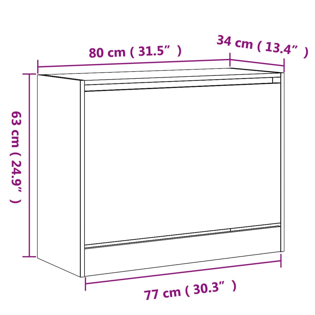 Pantofar, stejar sonoma, 80x34x63 cm, lemn prelucrat - Lando