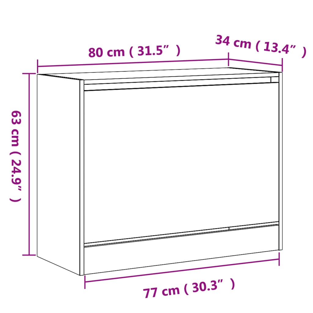 Pantofar, stejar fumuriu, 80x34x63 cm, lemn compozit - Lando