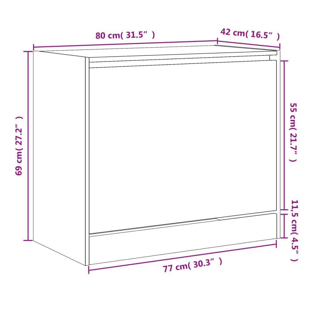 Pantofar, alb, 80x42x69 cm, lemn prelucrat - Lando