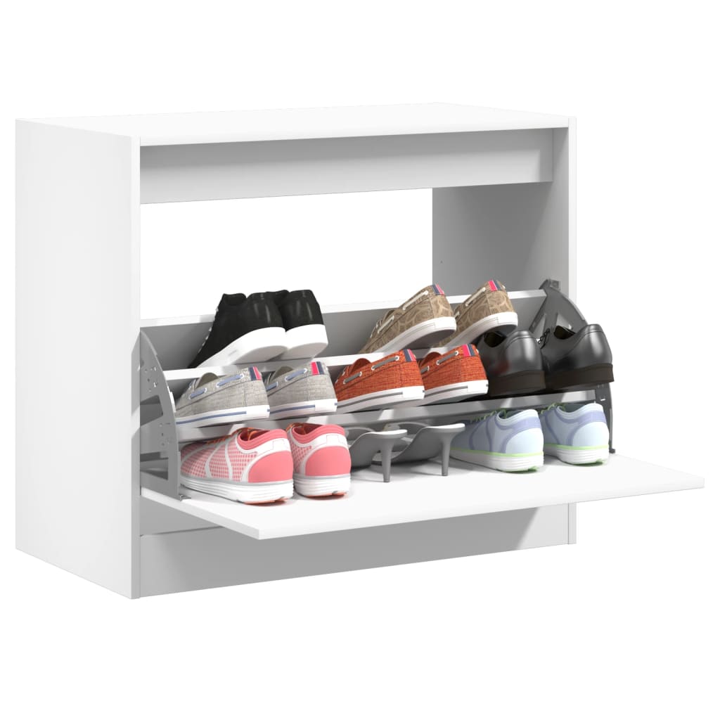 Pantofar, alb, 80x42x69 cm, lemn prelucrat - Lando