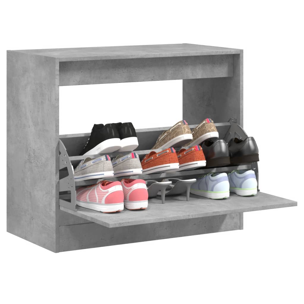 Pantofar, gri beton, 80x42x69 cm, lemn prelucrat - Lando