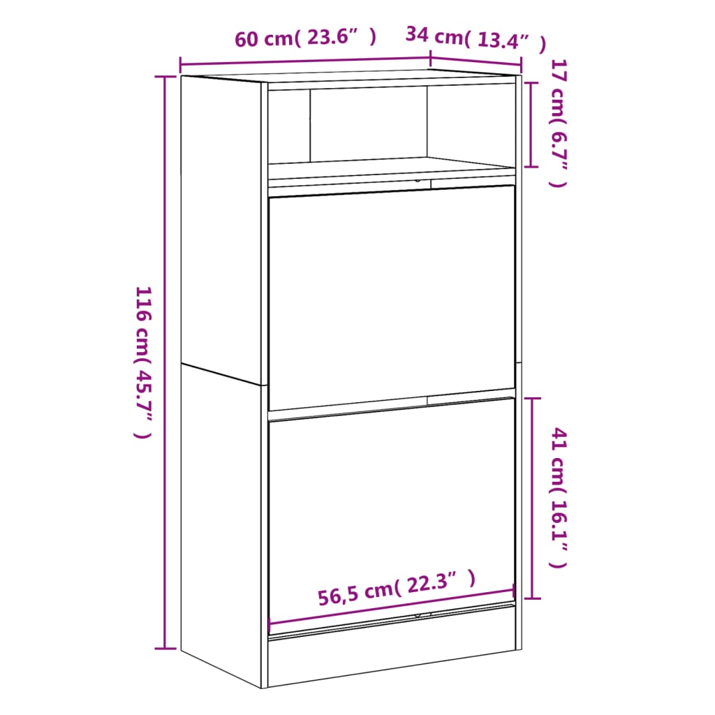 Pantofar, alb, 60x34x116 cm, lemn compozit - Lando