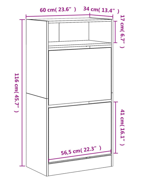 Загрузите изображение в средство просмотра галереи, Pantofar, stejar fumuriu, 60x34x116 cm, lemn compozit - Lando
