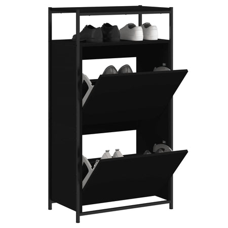 Pantofar, negru, 60x34x112 cm, lemn compozit - Lando