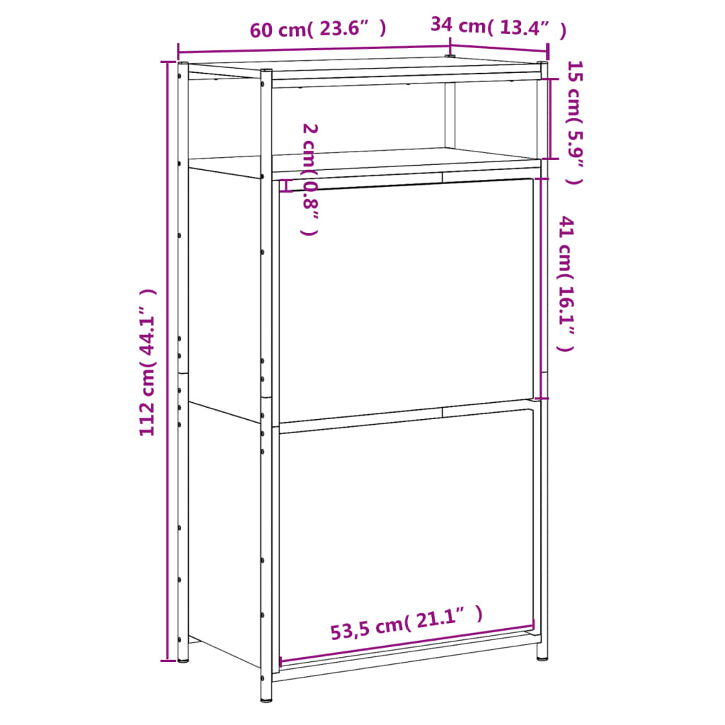 Pantofar, stejar sonoma, 60x34x112 cm, lemn compozit - Lando