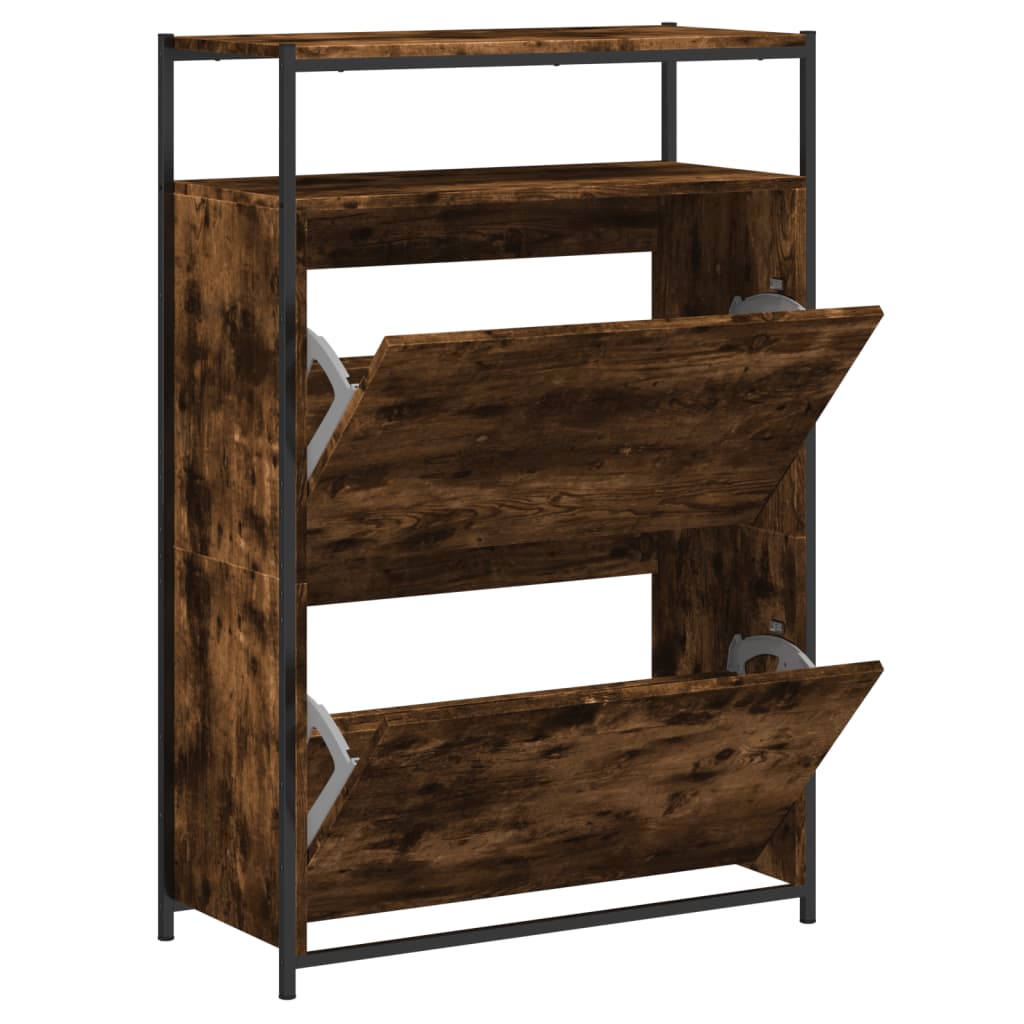Pantofar, stejar fumuriu, 75x34x112 cm, lemn compozit - Lando