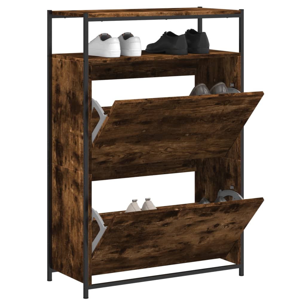 Pantofar, stejar fumuriu, 75x34x112 cm, lemn compozit - Lando