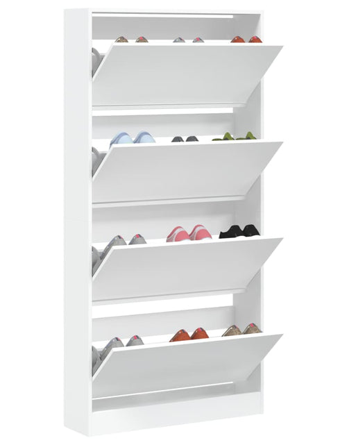Încărcați imaginea în vizualizatorul Galerie, Dulap de pantofi cu 4 sertare rabatabile, alb, 80x21x163,5 cm - Lando
