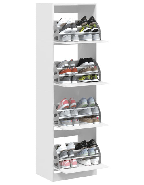 Încărcați imaginea în vizualizatorul Galerie, Dulap de pantofi cu 4 sertare rabatabile, alb, 60x42x204 cm - Lando
