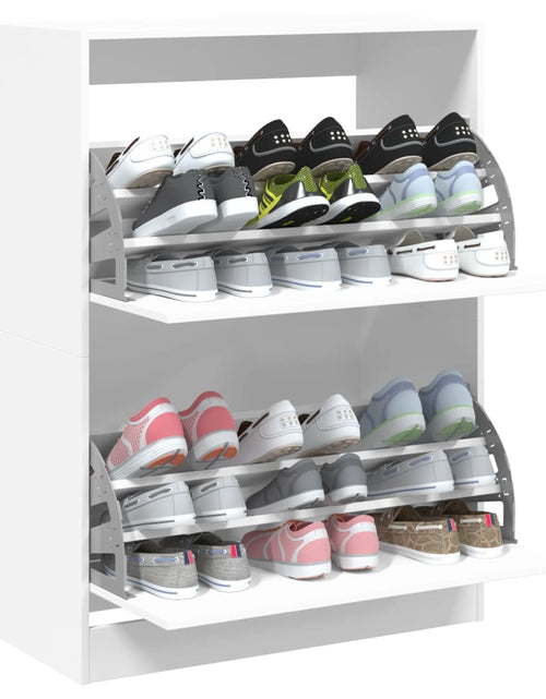 Încărcați imaginea în vizualizatorul Galerie, Dulap de pantofi cu 2 sertare rabatabile, alb, 80x42x108 cm - Lando
