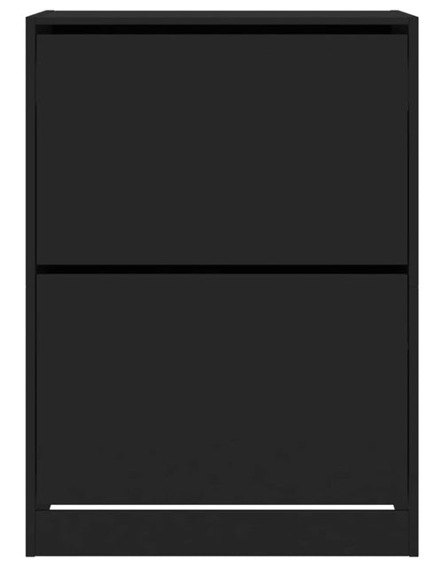 Încărcați imaginea în vizualizatorul Galerie, Dulap de pantofi cu 2 sertare rabatabile, negru, 80x42x108 cm - Lando
