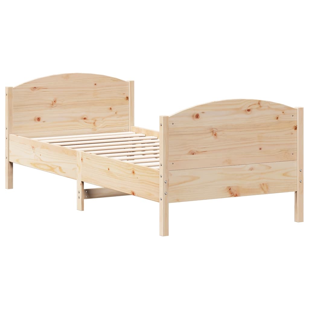 Cadru de pat cu tăblie, 90x200 cm, lemn masiv de pin - Lando