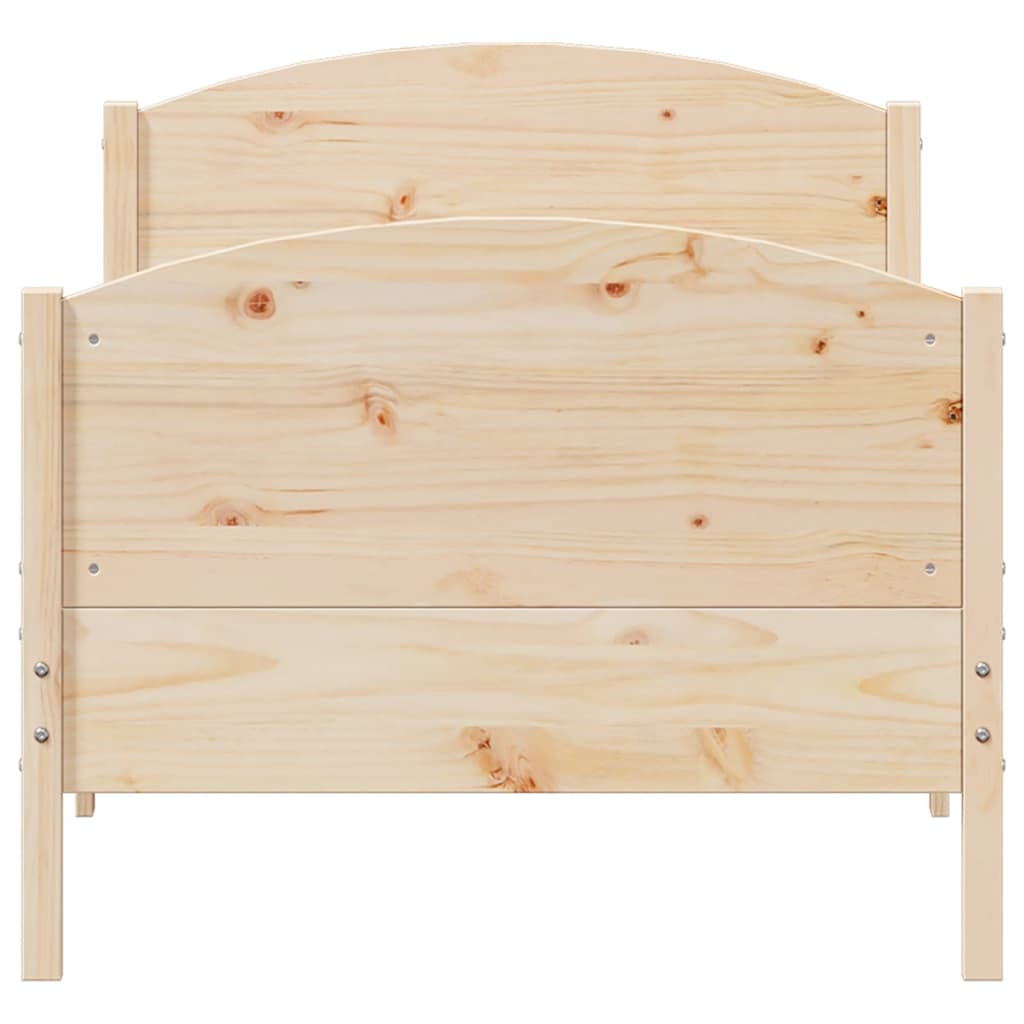 Cadru de pat cu tăblie, 75x190 cm, lemn masiv de pin - Lando