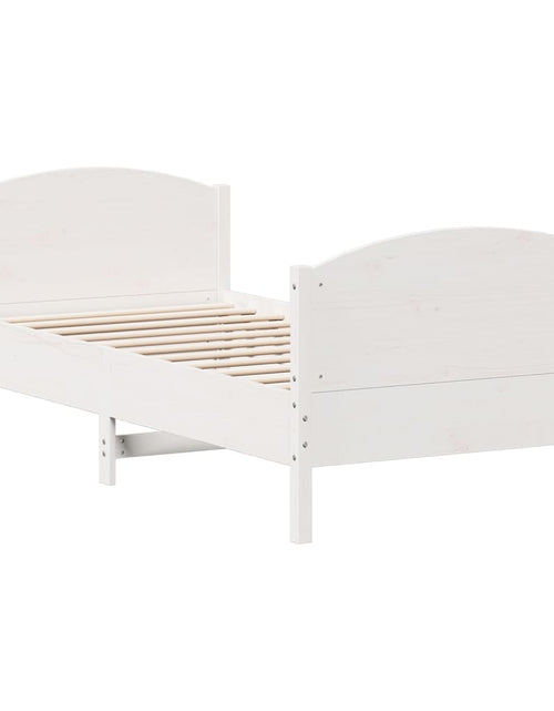 Загрузите изображение в средство просмотра галереи, Cadru de pat cu tăblie, alb, 75x190 cm, lemn masiv de pin - Lando
