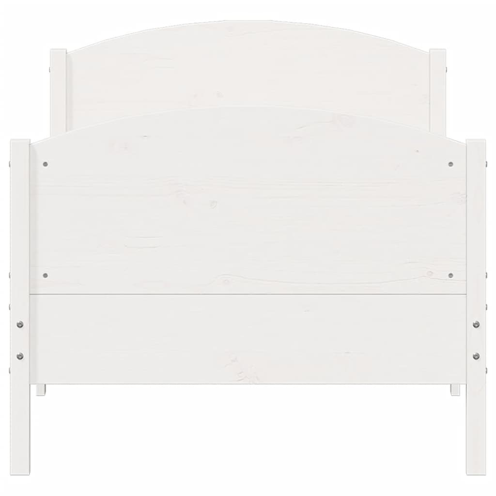 Cadru de pat cu tăblie, alb, 75x190 cm, lemn masiv de pin - Lando