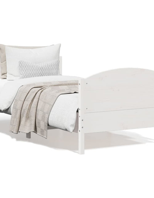 Загрузите изображение в средство просмотра галереи, Cadru de pat cu tăblie, alb, 75x190 cm, lemn masiv de pin - Lando
