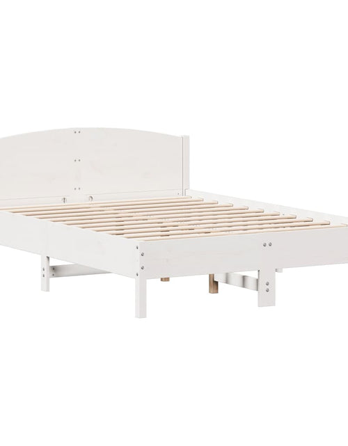 Încărcați imaginea în vizualizatorul Galerie, Cadru de pat cu tăblie, alb, 140x200 cm, lemn masiv de pin - Lando
