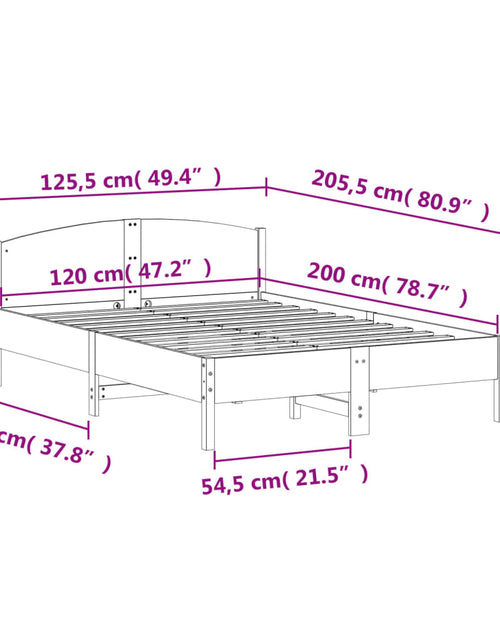Загрузите изображение в средство просмотра галереи, Cadru de pat cu tăblie, 120x200 cm, lemn masiv de pin - Lando
