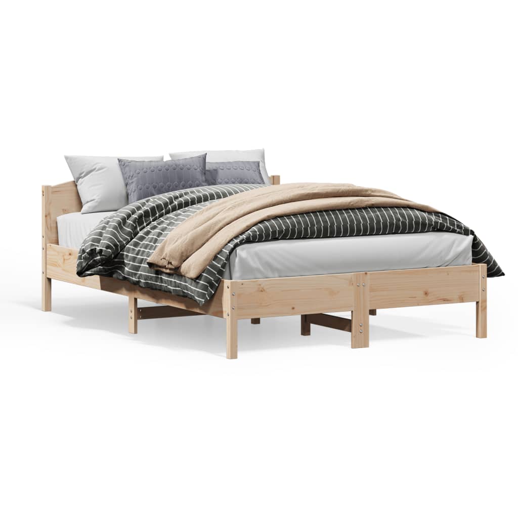 Cadru de pat cu tăblie, 120x200 cm, lemn masiv de pin - Lando