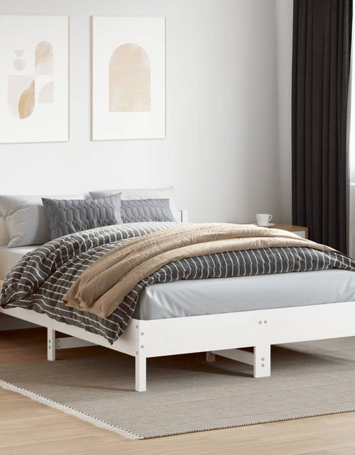 Încărcați imaginea în vizualizatorul Galerie, Cadru de pat cu tăblie, alb, 120x200 cm, lemn masiv de pin - Lando
