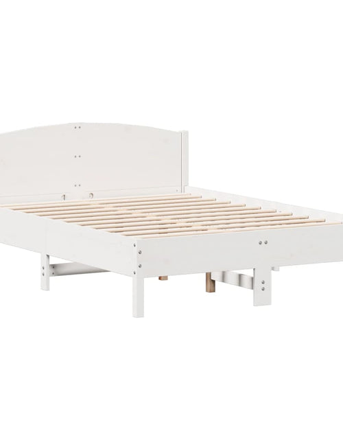 Загрузите изображение в средство просмотра галереи, Cadru de pat cu tăblie, alb, 140x190 cm, lemn masiv de pin - Lando
