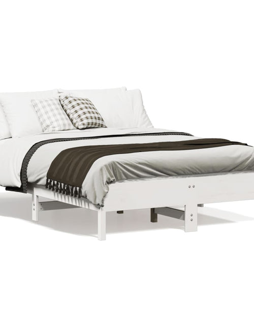 Încărcați imaginea în vizualizatorul Galerie, Cadru de pat cu tăblie, alb, 140x190 cm, lemn masiv de pin - Lando
