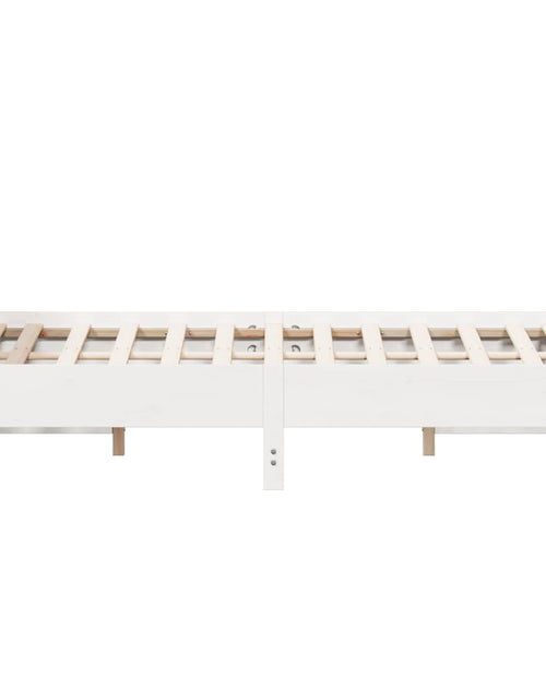 Încărcați imaginea în vizualizatorul Galerie, Cadru de pat cu tăblie, alb, 135x190 cm, lemn masiv de pin - Lando
