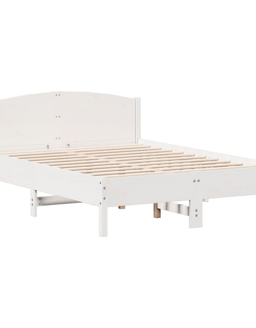 Загрузите изображение в средство просмотра галереи, Cadru de pat cu tăblie, alb, 120x190 cm, lemn masiv pin - Lando
