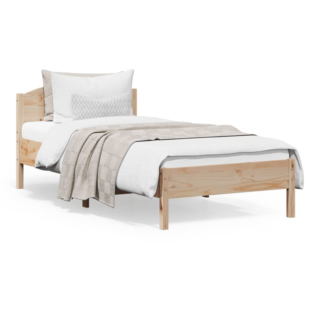 Cadru de pat cu tăblie, 100x200 cm, lemn masiv de pin - Lando