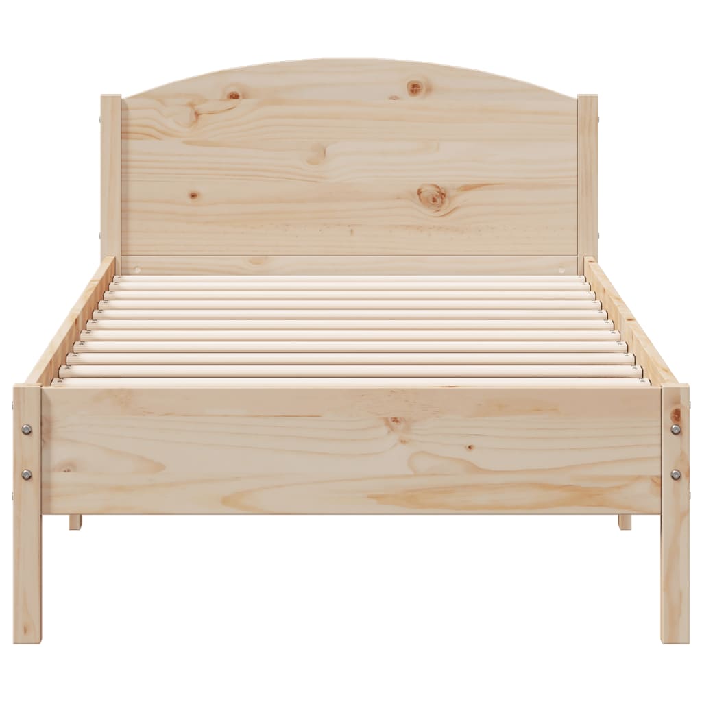 Cadru de pat cu tăblie, 90x200 cm, lemn masiv de pin - Lando