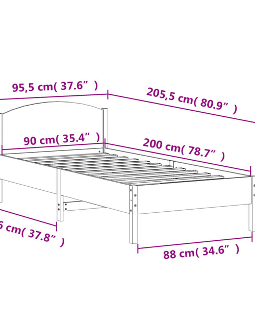 Încărcați imaginea în vizualizatorul Galerie, Cadru de pat cu tăblie, 90x200 cm, lemn masiv de pin - Lando

