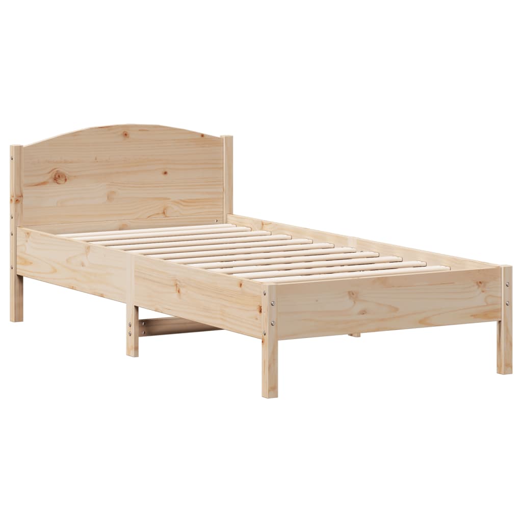 Cadru de pat cu tăblie, 90x190 cm, lemn masiv pin - Lando