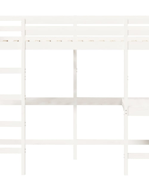 Încărcați imaginea în vizualizatorul Galerie, Cadru pat supraetajat cu birou, alb, 100x200 cm, lemn masiv pin - Lando
