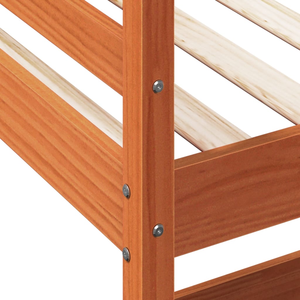 Cadru pat supraetajat cu birou, maro 100x200 cm lemn masiv pin - Lando