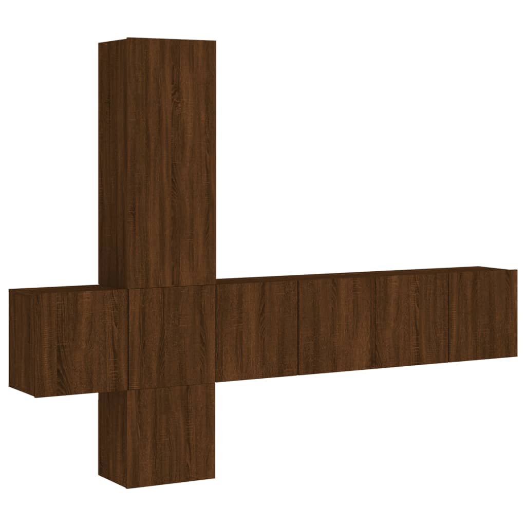 Unități TV de perete, 5 piese, stejar maro, lemn prelucrat - Lando