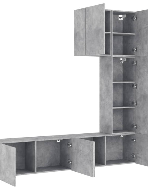 Încărcați imaginea în vizualizatorul Galerie, Unități TV de perete, 5 piese, gri beton, lemn prelucrat - Lando
