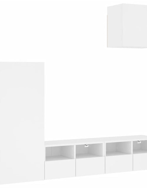 Încărcați imaginea în vizualizatorul Galerie, Unități TV de perete, 4 piese, alb, lemn prelucrat - Lando
