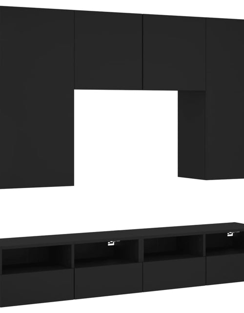 Încărcați imaginea în vizualizatorul Galerie, Unități TV de perete, 5 piese, negru, lemn prelucrat - Lando
