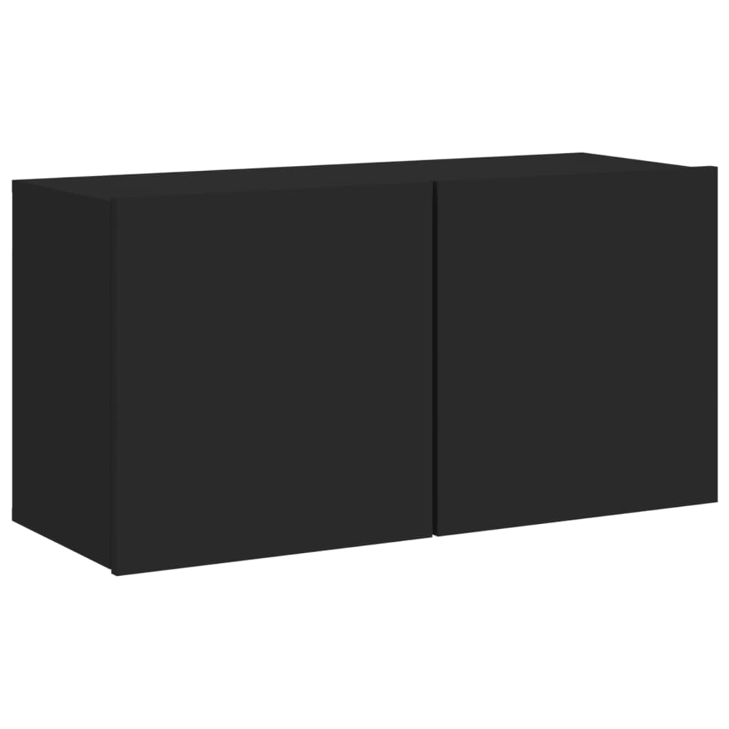 Unități TV de perete, 5 piese, negru, lemn prelucrat - Lando