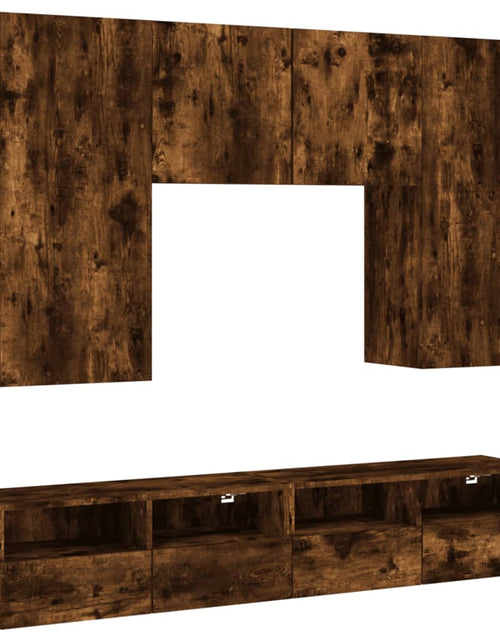 Încărcați imaginea în vizualizatorul Galerie, Unități TV de perete, 5 piese, stejar fumuriu, lemn prelucrat - Lando
