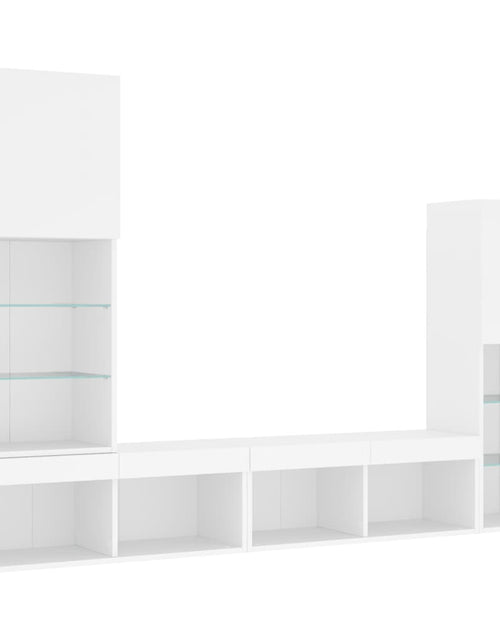Încărcați imaginea în vizualizatorul Galerie, Unități de perete TV cu LED-uri, 4 piese, alb, lemn prelucrat - Lando
