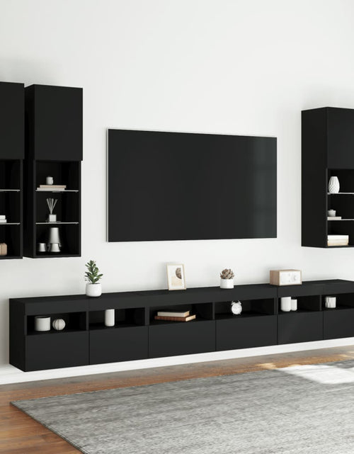 Încărcați imaginea în vizualizatorul Galerie, Set comode TV de perete, 7 piese, cu lumini LED, negru - Lando
