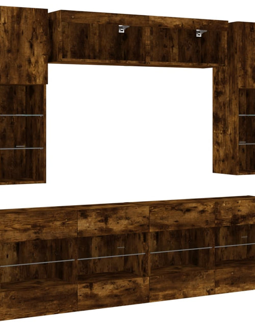 Încărcați imaginea în vizualizatorul Galerie, Comode TV de perete cu lumini LED, 6 piese, stejar fumuriu - Lando
