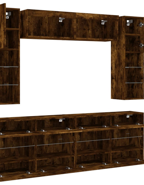 Загрузите изображение в средство просмотра галереи, Comode TV de perete cu lumini LED, 6 piese, stejar fumuriu - Lando
