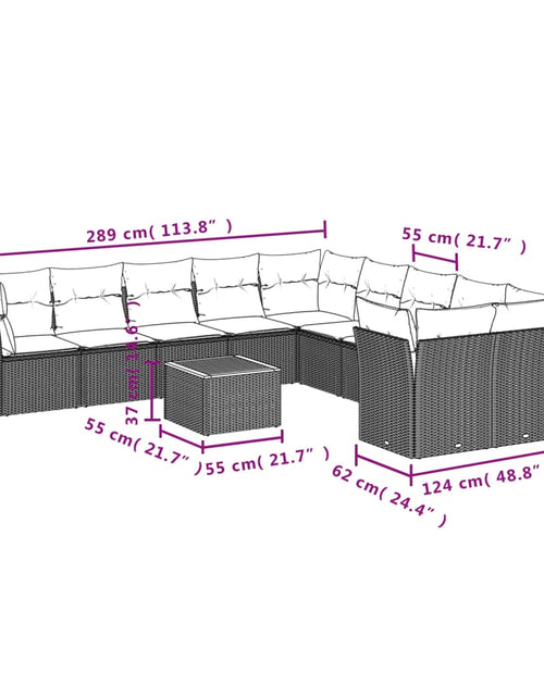 Încărcați imaginea în vizualizatorul Galerie, Set canapele de grădină cu perne, 11 piese, negru, poliratan - Lando
