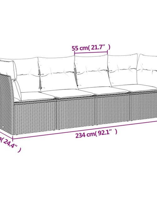 Încărcați imaginea în vizualizatorul Galerie, Set canapea de grădină cu perne, 4 piese, gri, poliratan - Lando
