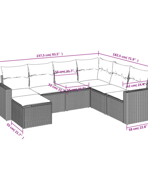 Încărcați imaginea în vizualizatorul Galerie, Set canapele de grădină cu perne, 7 piese, negru, poliratan - Lando
