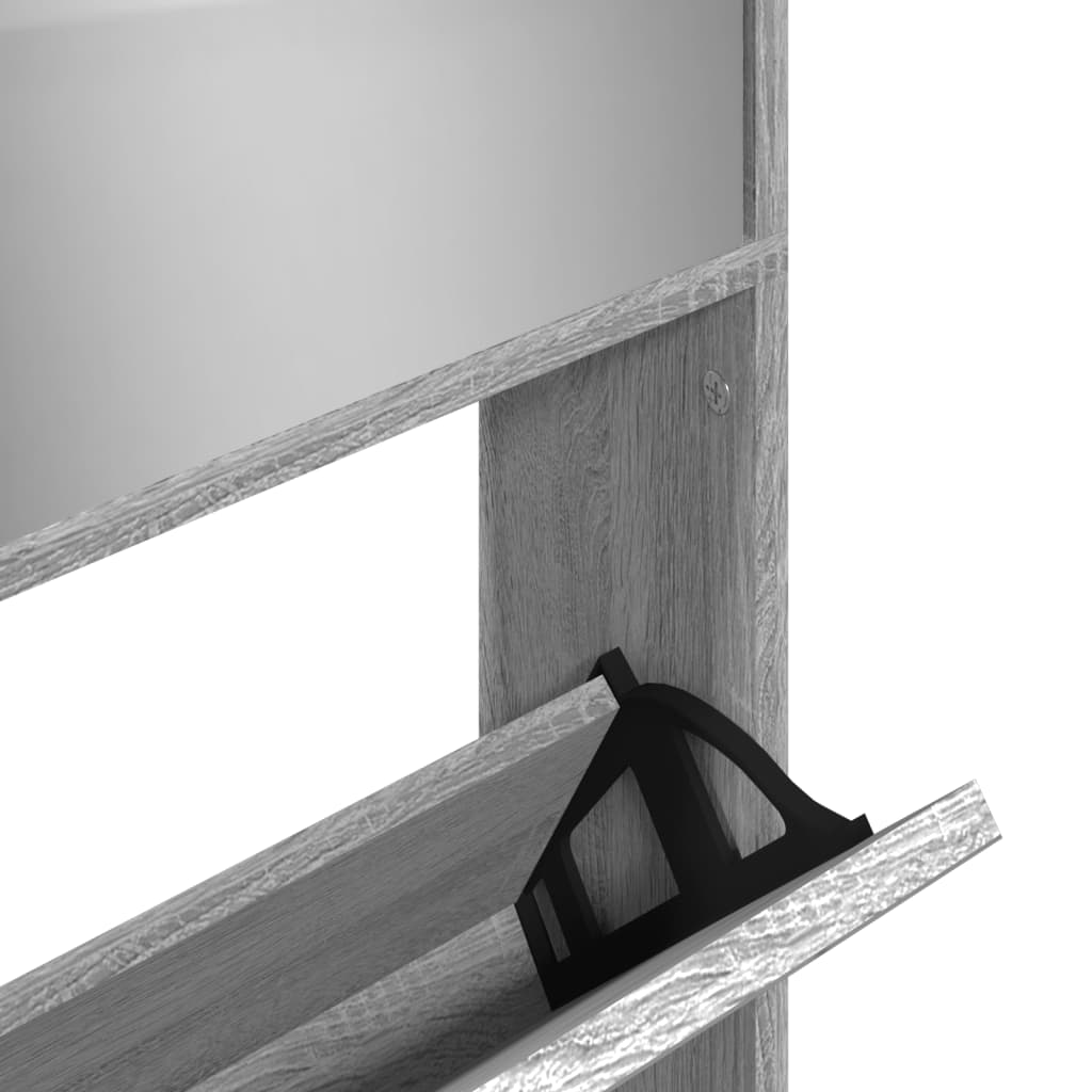 Pantofar cu oglindă, 4 niveluri, gri sonoma, 63x17x134 cm - Lando